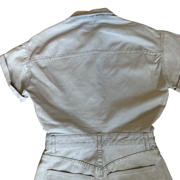 Zara Womens Light Blue Jean  Metallic Shimmer Button Front Romper Size S - Picture 9 of 14